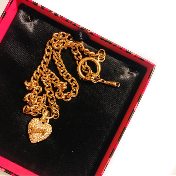 Juicy Couture rosegold crystal pave heart necklace - Picture 7 of 8